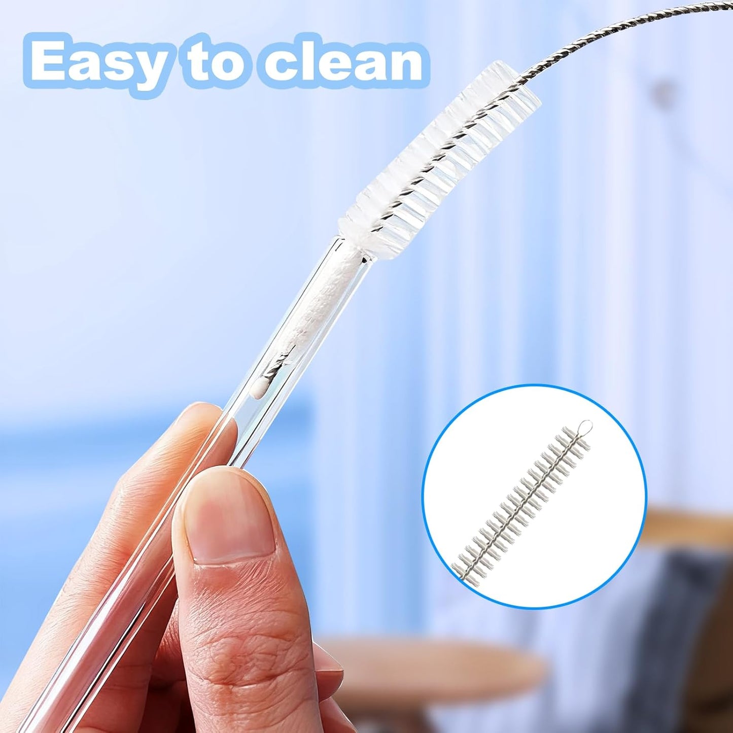 6 Pack Straw Cleaner Brush for Stanley, Reusable Extra Long Straw Cleaner for 40/30/20 oz Stanley Mug, 10mm Wide Drinking Straws Cleaning Brush for Sippy Cup, Water Bottle and Tubes