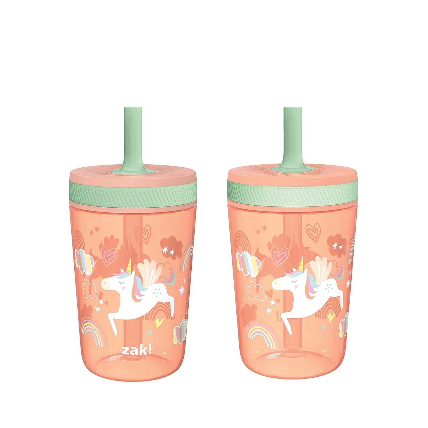 Zak Designs 15oz Bluey Kelso Tumbler Set, Leak-Proof Screw-On Lid with Straw Made of Durable Plastic and Silicone, Perfect Bundle for Kids, 2 Count (Pack of 1) - Colors A