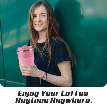SPLMIFA Vacuum-Insulated Stainless Steel Travel Coffee Mug, Leak-Proof Reusable Coffee Cup with Lid - Keep Hot & Cold Drinks for Hours, Durable Insulated Tumbler for Men & Women(3rd-Black, 12OZ)