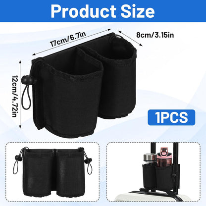 Luggage Travel Cup Holder, Free Hand Drink Caddy Hold Two Coffee Mugs, Fits Roll on Most Suitcase Handles, Gifts for Flight Attendants &Frequent Travelers Accessories