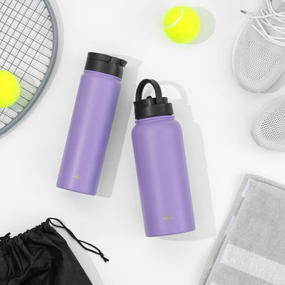 JoyJolt Triple Insulated Water Bottle with Straw Lid AND Flip Lid! 22oz Water Bottle, 12 Hour Hot/Cold Vacuum Insulated Stainless Steel Water Bottle. BPA-Free Leakproof Water Bottles - Thermos Bottle