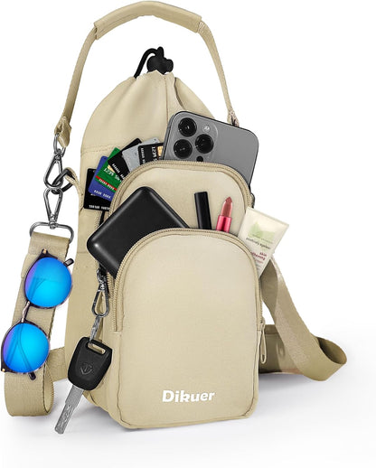 Water Bottle Holder with Strap, 4 Big Pockets with Compartment, 24oz/32oz/40oz Crossbody Water Bottle Carrier Bag