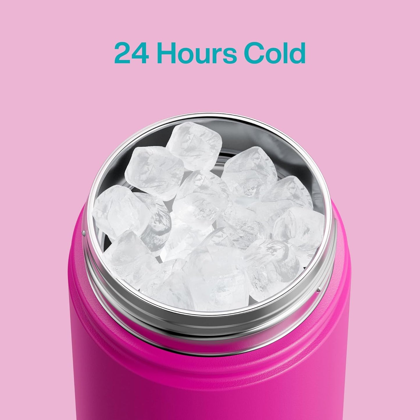 ENCOOL Insulated Water Bottle with Straw Stainless Steel Water Bottle, Leak-Proof, BPA-Free, Double Wall Vacuum Keeps Cold for 24 Hours for Sports, Travel, School (26 oz, Cotton Candy) - Colors C