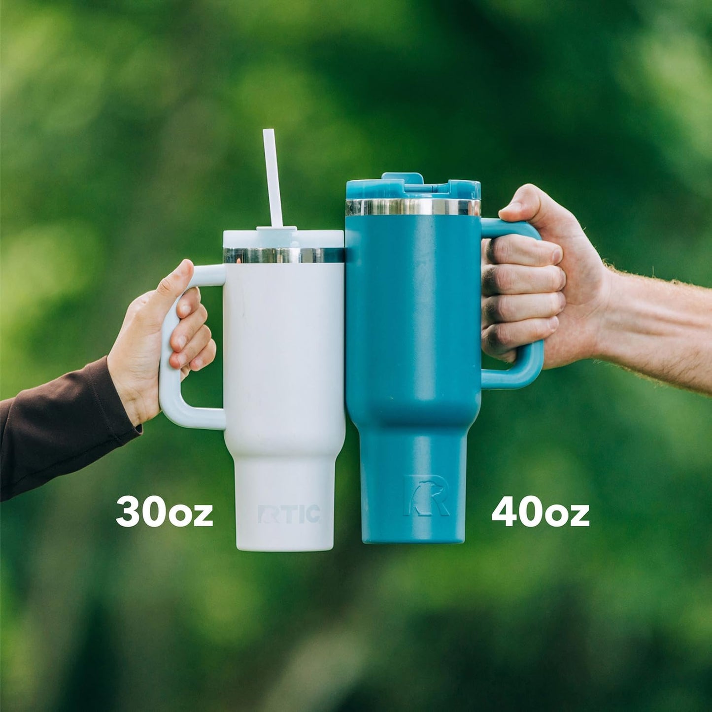 RTIC 30 oz Road Trip Tumbler Double-Walled Ceramic Lined InsulatedStainless Steel Portable Travel Coffee Mug Cup with Lid, Handle and Straw, Periwinkle Bouquet