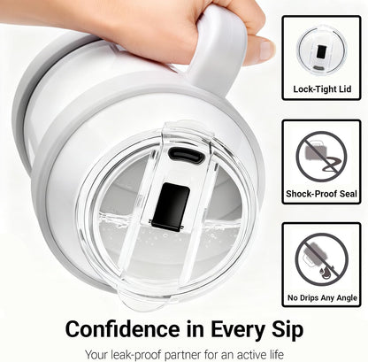 40 oz Reduce Tumbler Lid Replacement, 2-Pack for 40oz 50oz, Leak-Proof Push-On Flip Straw Lid & Cleaning Brush, BPA-Free Spill Proof Replacement Lids