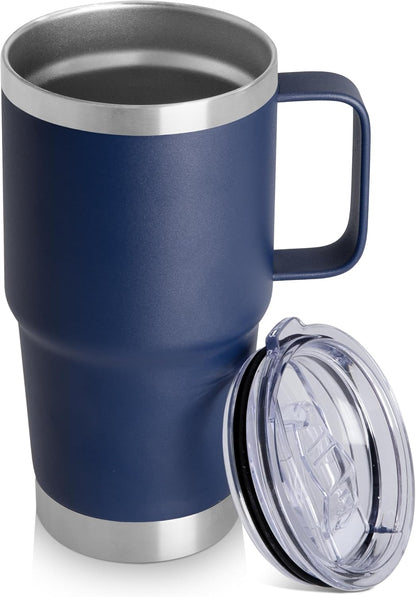 HASLE OUTFITTERS 20oz Tumbler with Handle & Lid, Insulated Stainless Steel Travel Mug, Leakproof Cup for Coffee, BPA-Free Double-Wall Vacuum Tumblers for Hot/Cold Drinks, Commuter, Gym, Office, Blue