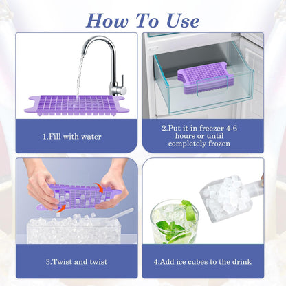 Mini Ice Cube Tray for Freezer: GGUW Nugget Ice Cube Tray with Bin - Crushed Ice Tray Making 4×117 PCS Icecube - Easy Release Iced Maker Trays