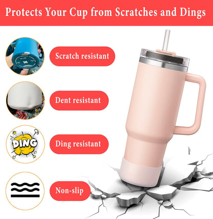 KTKUDY 2Pcs Silicone Boot for Stanley Quencher Tumbler 30 oz 40 oz & IceFlow 20 oz 30 oz & Fit Owala Freesip Water Bottle & Fit Hydro Flask & More - Cup Bottom Accessories Fit Stanley Cup