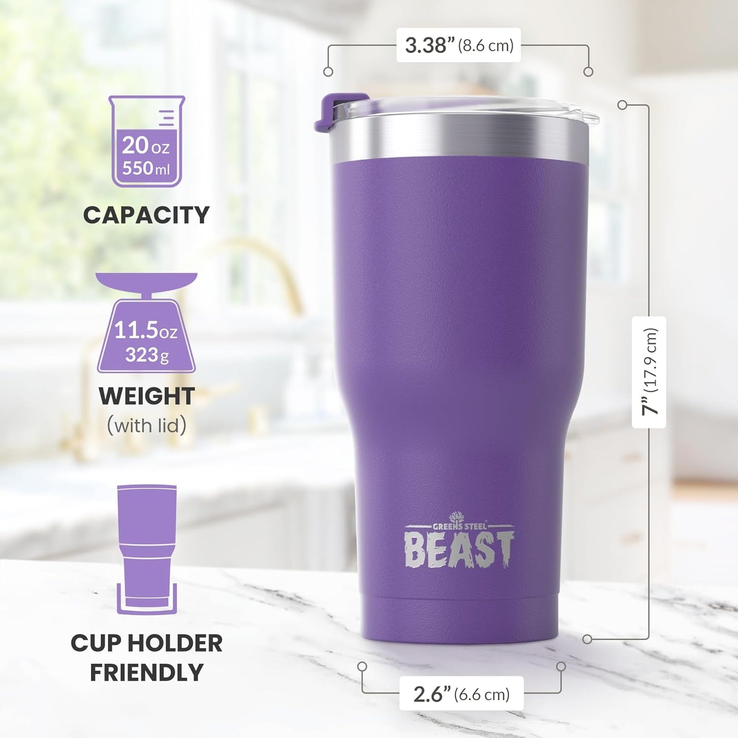 Beast 10 oz Tumbler Stainless Steel Vacuum Insulated Coffee Ice Cup Double Wall Travel Flask (Arctic White)