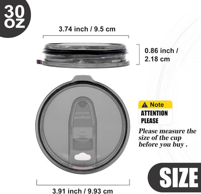 2 Replacement Lids for Stainless Steel Tumbler Travel Cup - Fits OF Inner diameter 3.7 to 3.74 INCH Yeti Rambler and others (Transparent) (30 OZ)