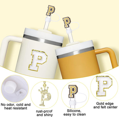 Mity Rain 6pc Cup Accessories Set for Stanley 30 oz & 40 oz Tumbler with Handle, Including Straw Cover Cap, Cup Initials Charm, Silicone Boot, Round & Square Spill Proof Stopper