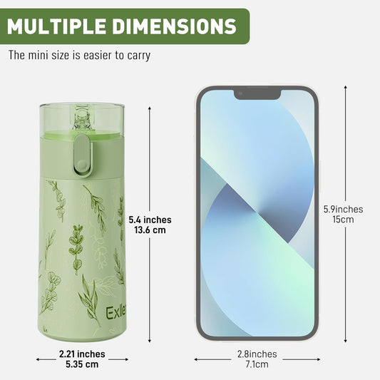 5oz Small Water Bottles with Straw, Mini Water Bottle with One-Hand Open Design, Leak-Proof Locking Lid for Hot&Cold Drinks, Small Travel Water Bottle - 100% Leakproof for School, Travel...(Mint)