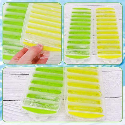 2 Pcs Long Ice Stick Tray Silicone with Lid,Water Bottle Ice Cube Tray with Easy Push and Pop Out Material, Ideal for Sports and Water Bottles