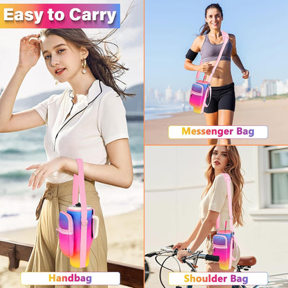 LEFOR·Z Water Bottle Carrier Bag with Phone Pocket Compatible with Stanley/Meoky 40 oz Tumbler with Handle,Water Bottle Holder Pouch with Adjustable Strap Compatible with Stanley Cup Accessories