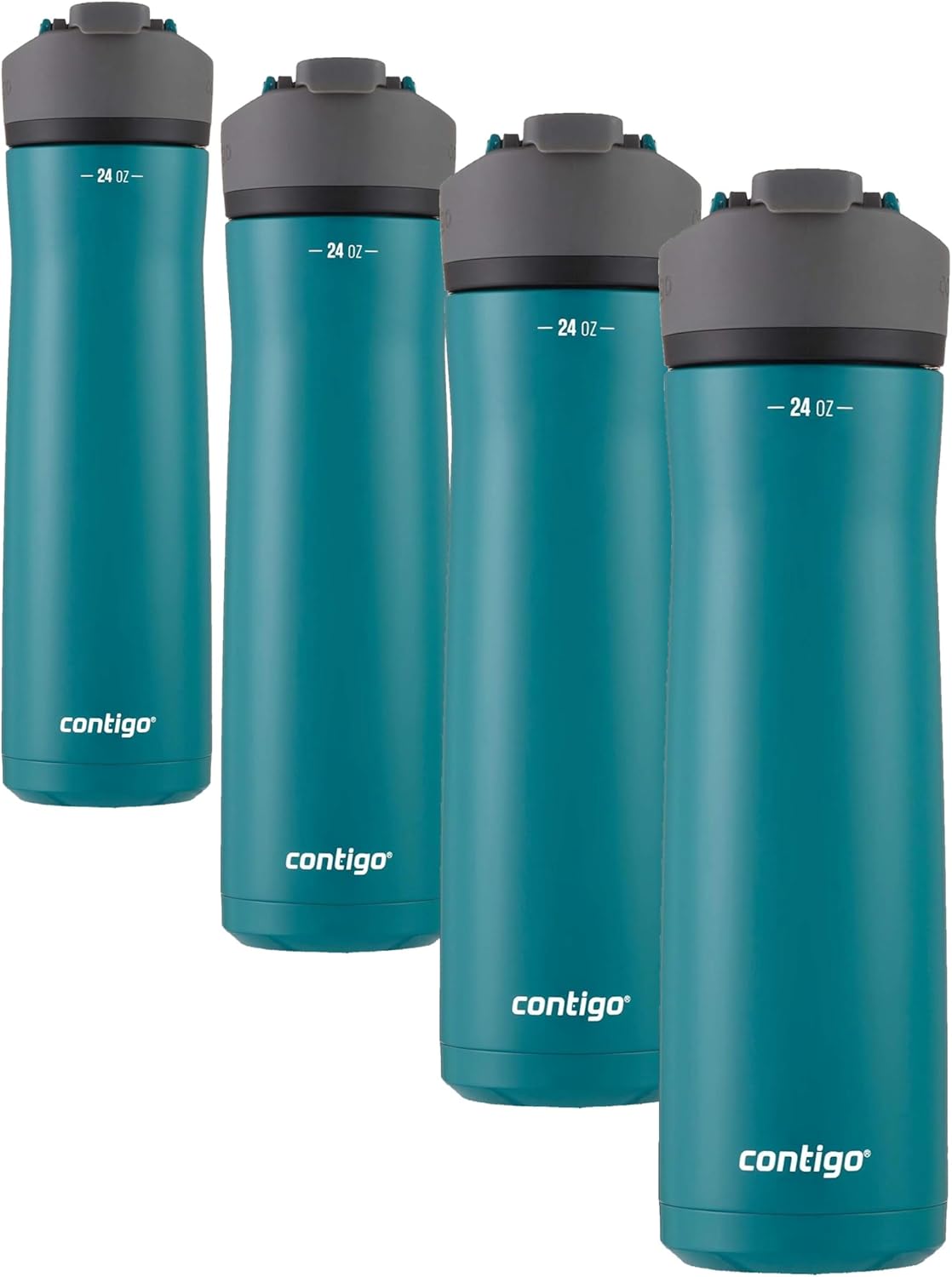 Contigo Cortland Chill 2.0 Vacuum-Insulated Stainless Steel Water Bottle, Spill-Proof Sip Technology, Interchangeable Lid, 24oz, Steel/Licorice, Perfect for Fitness Travel Everyday Use