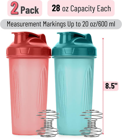 Mr. Pen- Protein Shaker Bottles, 2 Pack, 28 oz, Shaker Bottles with Leak-Proof Flip-Top Lid, Wire Whisk Ball for Smooth Mixing, Ideal for Protein Shakes, Smoothies, and Supplements