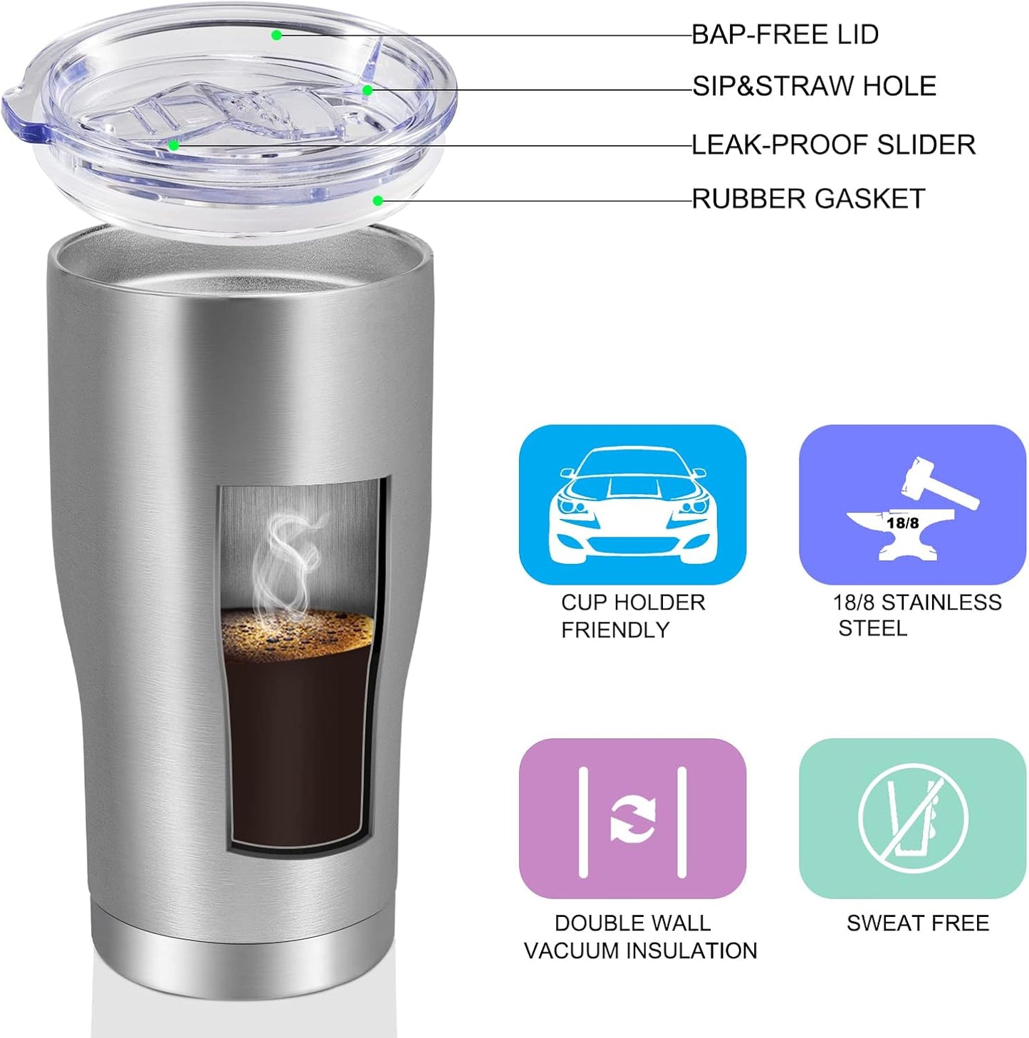 VEGOND 20oz Tumbler Stainless Steel Tumbler Cup with Lid And Straw Vacuum Insulated Double Wall Travel Coffee Mug(Orange 1 Pack)