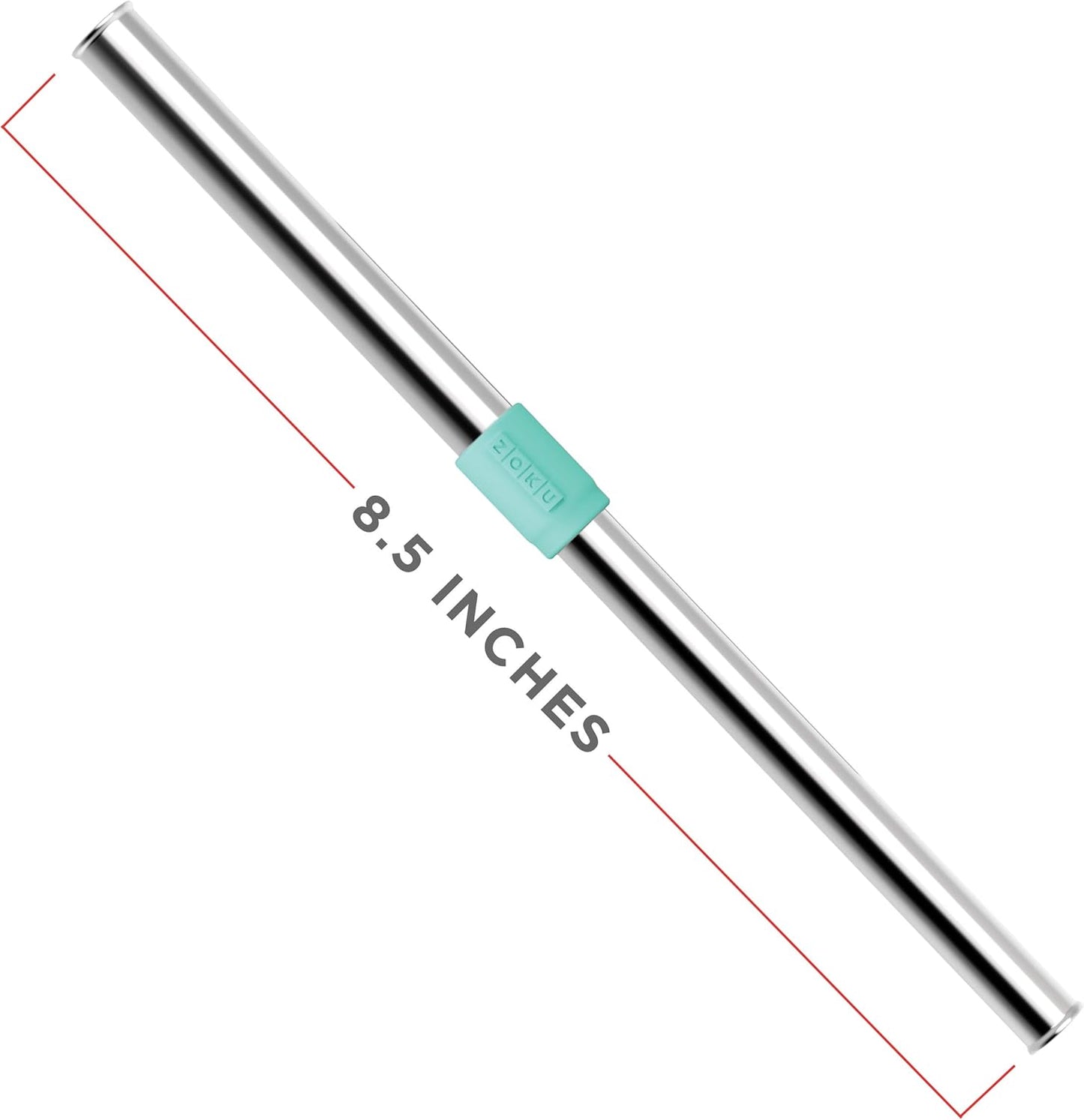 ZOKU Reusable Metal Straw with Case for Travel, Teal - Collapsible Stainless Steel Drinking Straw with Silicone Tip and Cleaner Brush, Ideal for Key Chains, Pockets, Purses