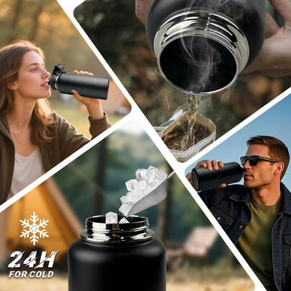 32 oz Insulated Water Bottle with Sleeve - Tactical Stainless Steel Gym Water Bottles for Men, Sports Water Bottle for Hiking Camping Outdoor with Camo Pouch