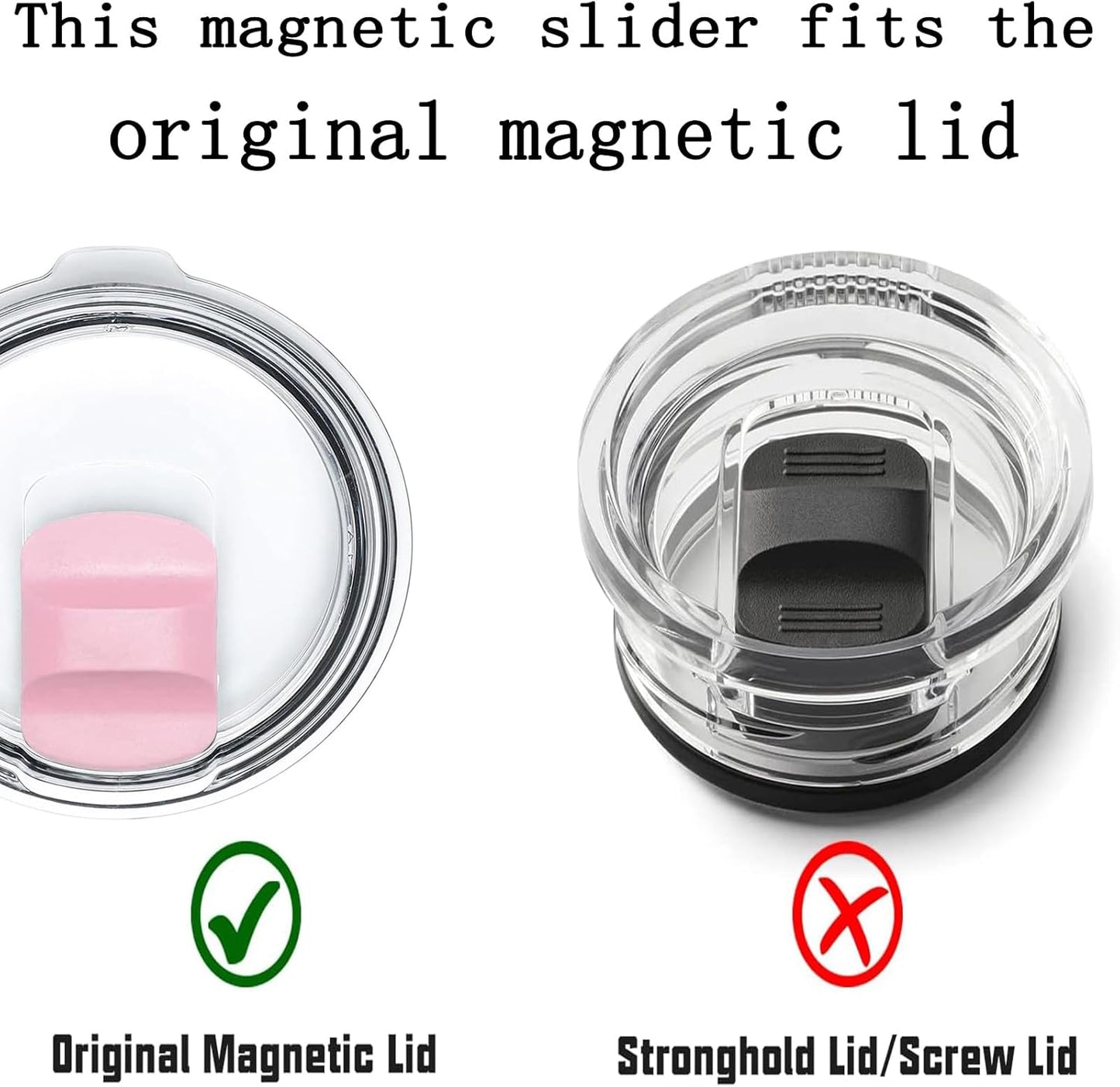 2 Pcs Magnetic Slider Replacement Block, Slider Lid Magnet for Yeti Lids 10 oz, 14oz, 16 oz, 20 oz, 26 oz, 30 oz (Black+Black)