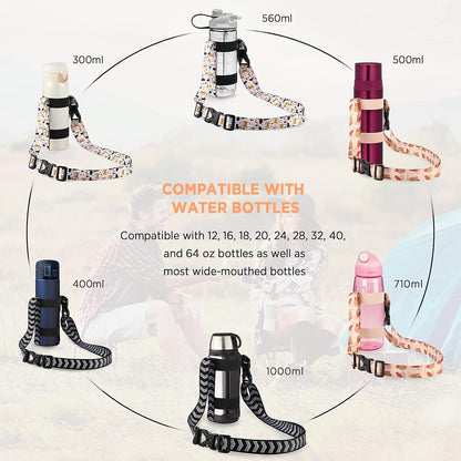 EasyAcc Water Bottle Holder Strap Sling, for Owala FreeSip 24 32 40 oz, Hydro Flask, Cirkul, Yeti, Stanley Flip, Universal Water Bottles, with Carabiner, for Walking Curise Travel (Bottle Excluded)