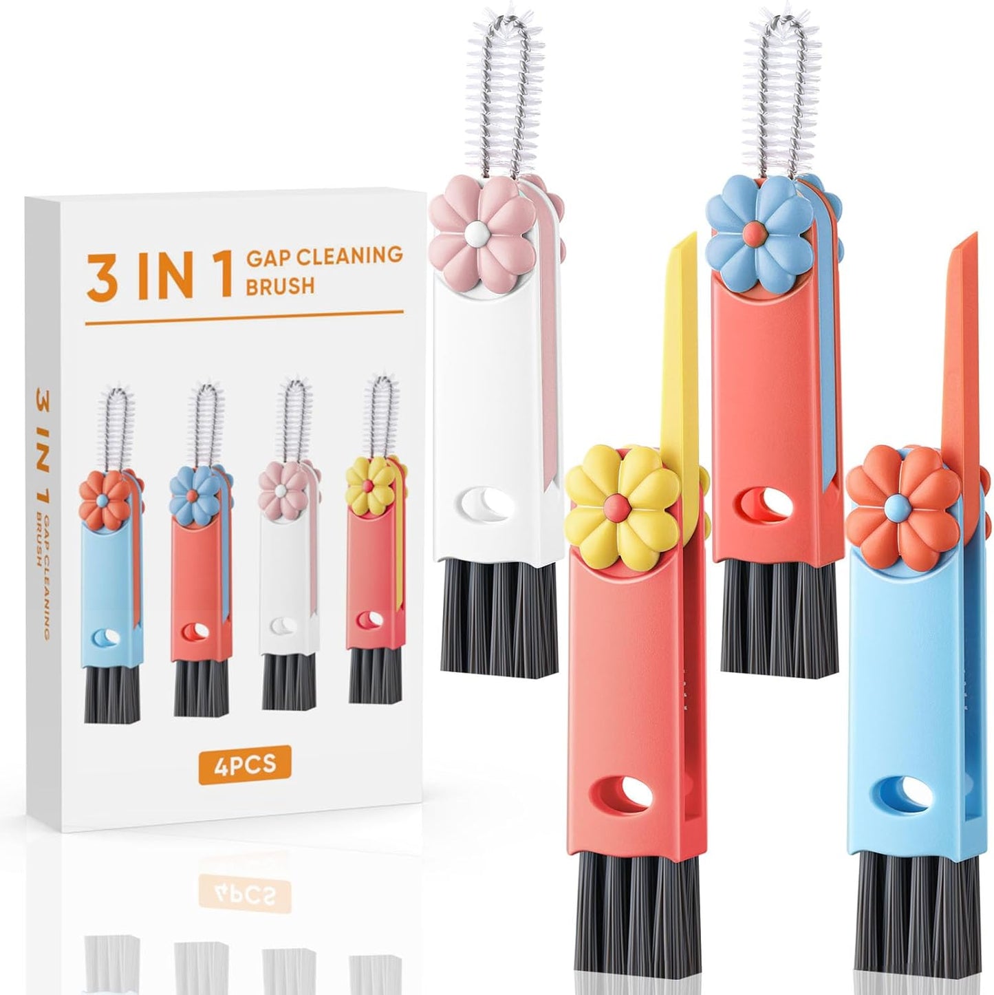 3 in 1 Cup Lid Cleaning Brush - Upgraded Version Cup Lid Brush with Packaging Box, Suitable for All Types of Cups, Bottle Gaps, Portable Travel and Home Kitchen Multifunctional Cleaning Set (3pcs)