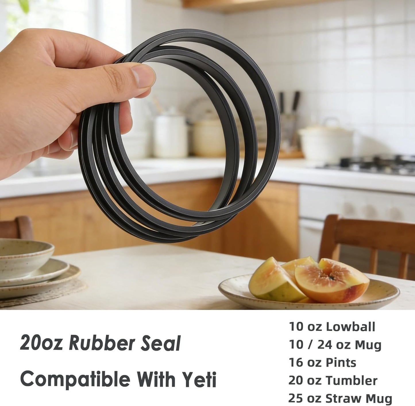Silicone Seal Replacement Gaskets for Yeti 30 Oz Tumbler Lid, BPA-Free Rubber O-Ring Parts for Long-Lasting Leak Protection, 4 Pack