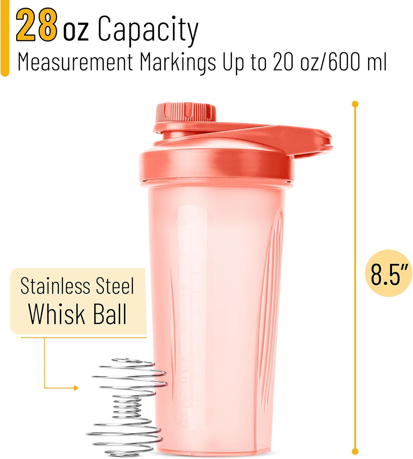 Mr. Pen- Shaker Bottles for Protein Mixes with Twist Cap, 28 oz, Protein Shaker Bottle with Wire Whisk Ball, Shaker Cup, Mixer Bottle