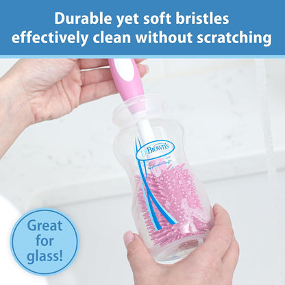 Dr. Brown's Soft Touch No Scratch Baby Bottle Cleaning Brush Nipple Cleaner with Stand and Storage Clip, BPA Free, Blue 1-Pack