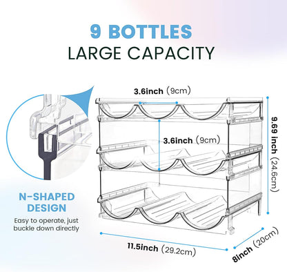 spospo Water Bottle Organizer for Cabinet, Water Bottle Storage Organizer, 2 Packs Water Bottle Storage Rack, Water Bottle Holder for Cabinet, Stackable Water Bottle Storage Rack