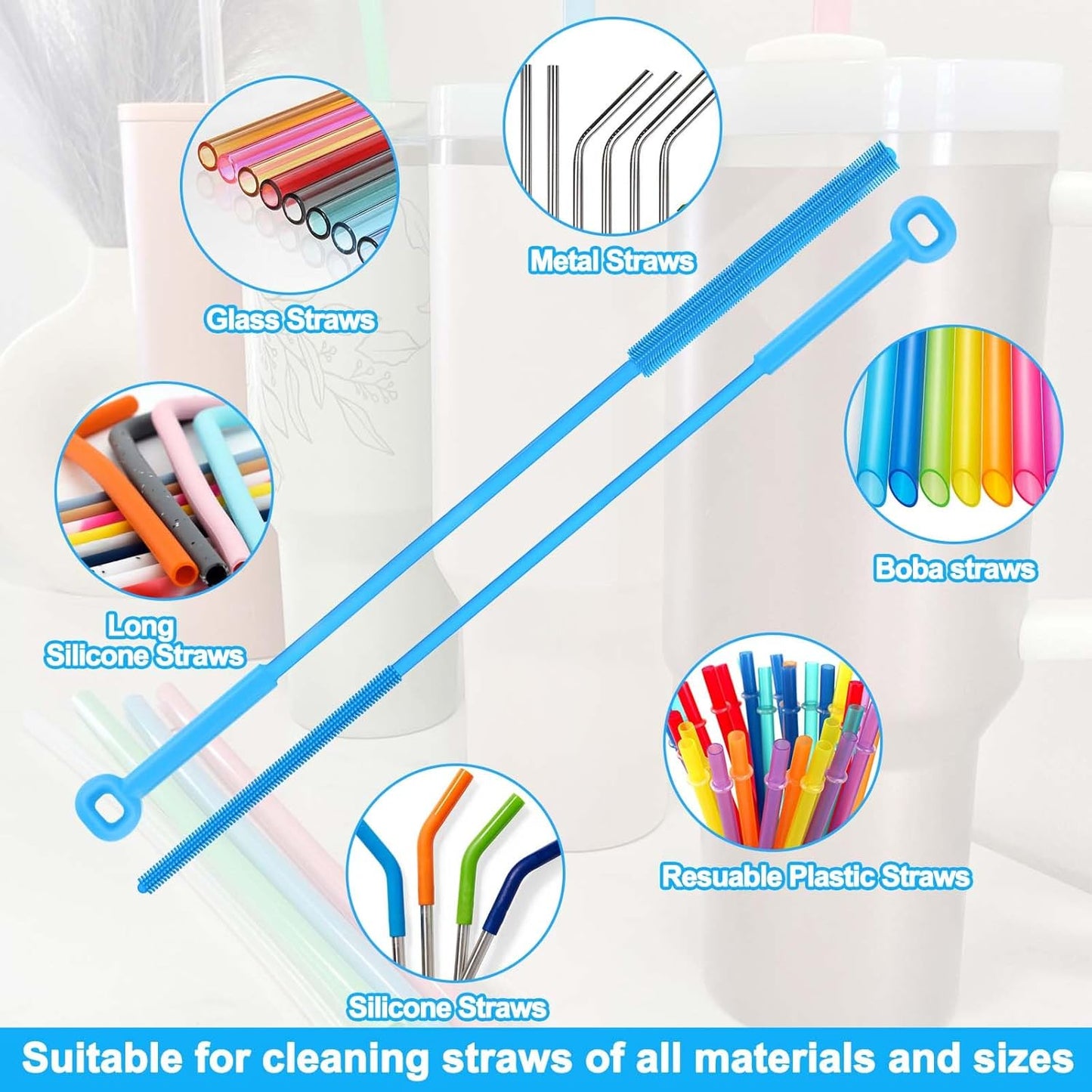 XANGNIER 5 Pcs Water Bottle Cleaner Brush Set for Owala 24oz/32oz/40oz Cup,Multifunctional Bottle Brush and Long Straw Cleaner Brush,Cleaning Kit for Owala/Stanley/Yeti Tumbler Cup Accessories