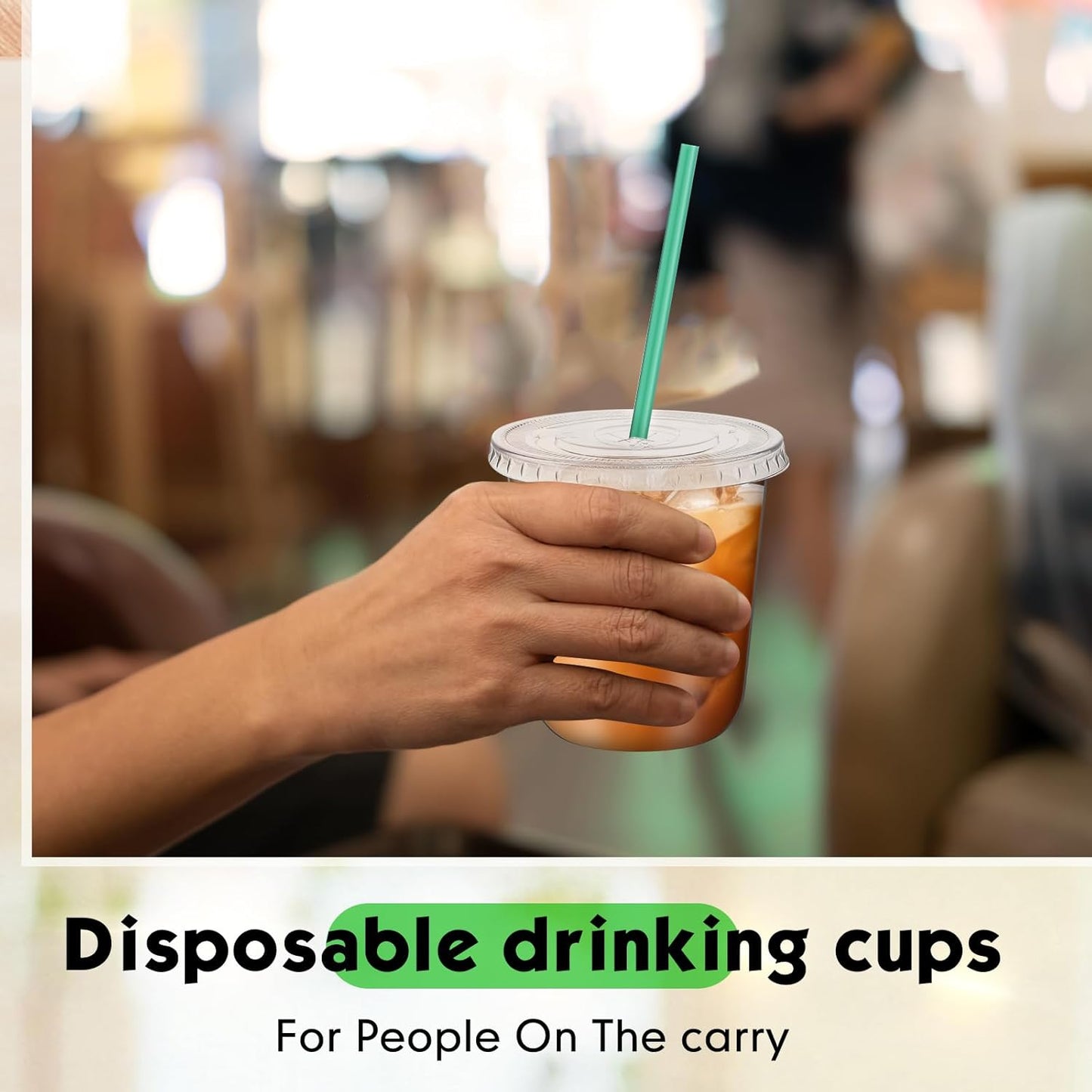 Baderke 25 Set Plastic Cups with Lids and Straws, Disposable Plastic Iced Coffee Cup for Cold Beverage Juice Smoothie Crystal for Coffee Shops Party Catering(Clear,16 oz)