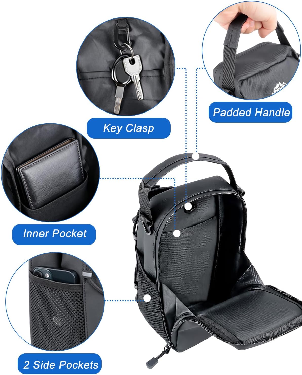 Magnetic Gym Bag for Men - Water Bottle Carrier Holder Bag with Shoulder Strap, 4 Built-in Magnets Gym Gifts for Men