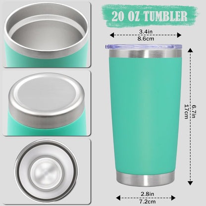 20 oz Tumbler Coffee Travel Tumblers Bulk with Lid Stainless Steel Double Wall Vacuum Insulated Mug Powder Coated Cups fit Car Cupholder for Hot and Cold - Stainless Steel, 4Pack