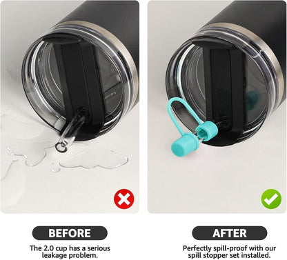 MOLOSLEEVE 21 Colors Straw Toppers Include A Set of Leak-proof Plugs, for Stanley Straw Covers Cap for Stanley Cup 2.0 30oz, 40oz, Silicone, Dust-Proof （Clear）