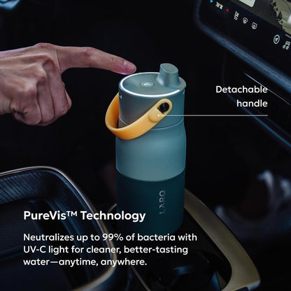 LARQ PureVis 2 Self Cleaning Water Bottle - UV Water Purifier with Filter Straw, Smart App Hydration Tracking, Insulated Stainless Steel