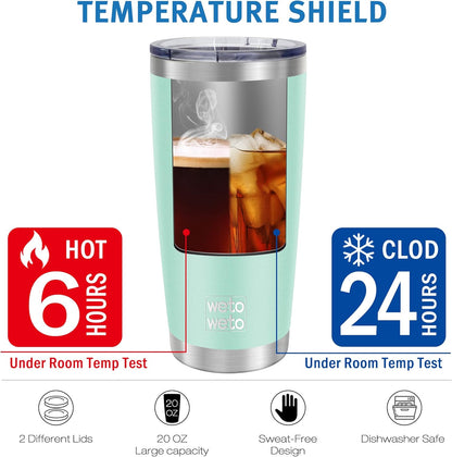 WETOWETO 20oz Tumbler, Stainless Steel Vacuum Insulated Coffee Travel Mug, Double Wall Powder Coated Insulated Coffee Mug Travel Mug with Lid Thermal Cup for Outdoor (Navy Blue, 1 Pack)