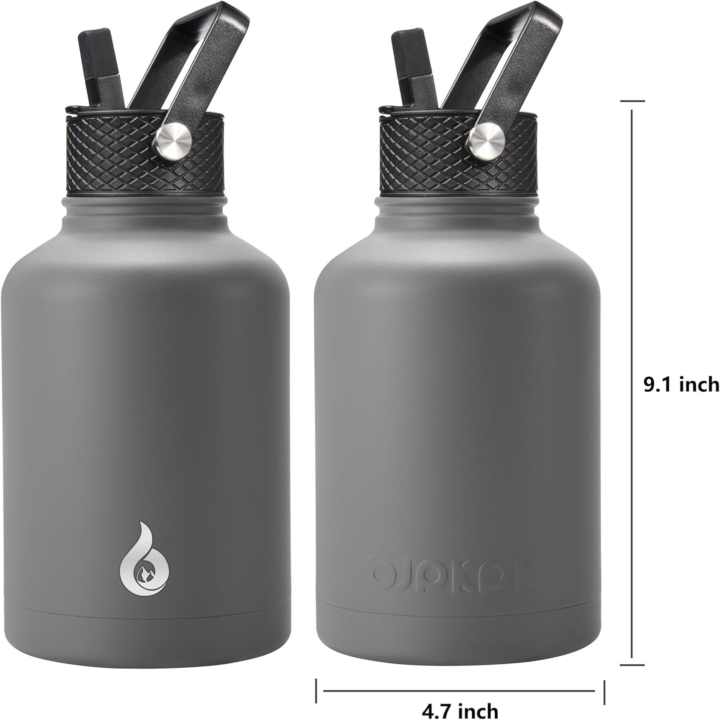 BJPKPK Insulated Water Bottles with Straw Lid, 40oz Stainless Steel Water Bottles with 3 Lids, BPA Free Leakproof Thermo, Tumblers, Cups for Sports, Gym- Midnight - Colors A