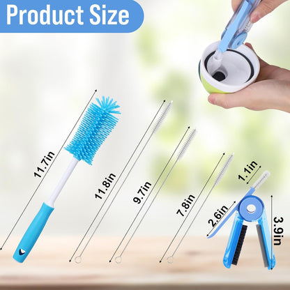 XANGNIER 5 Pcs Water Bottle Cleaner Brush Set for Owala 24oz/32oz/40oz Cup,Multifunctional Bottle Brush and Long Straw Cleaner Brush,Cleaning Kit for Owala/Stanley/Yeti Tumbler Cup Accessories