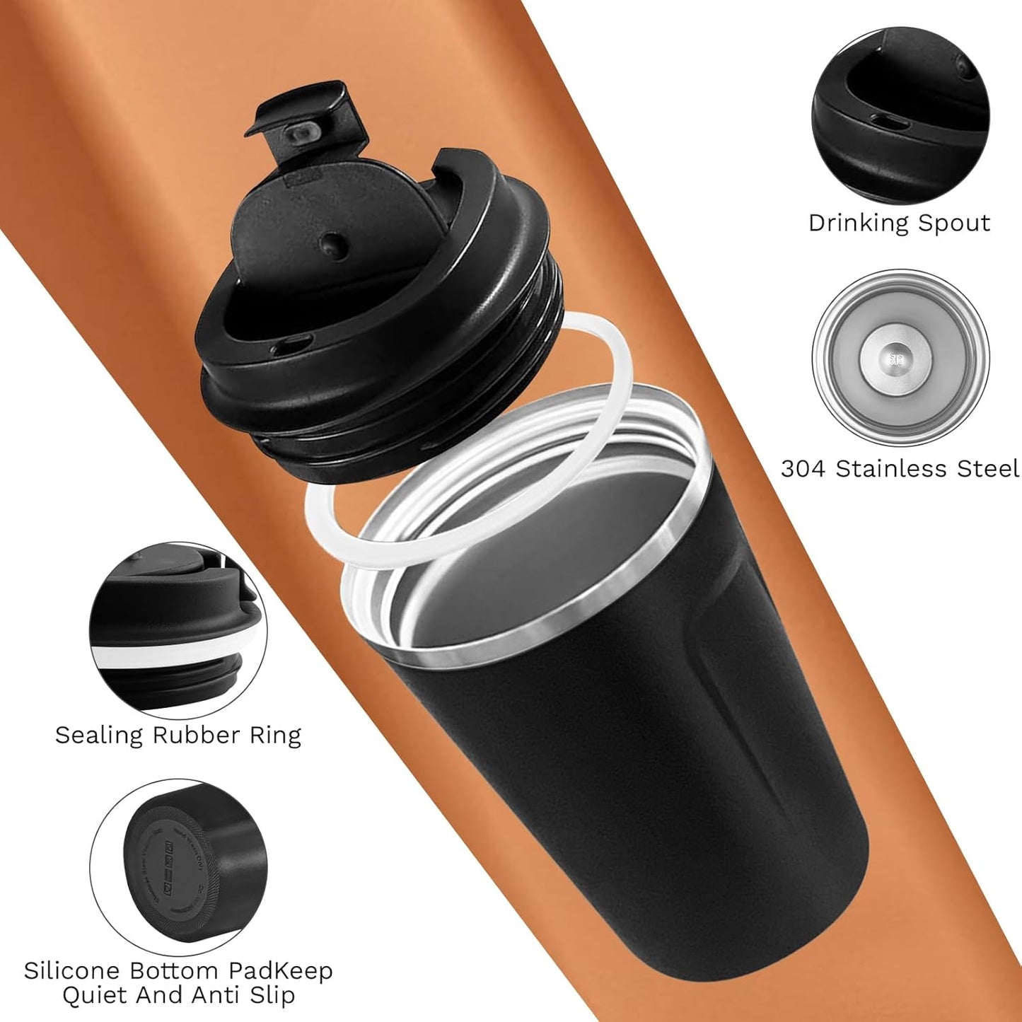 SPLMIFA Travel Coffee Mug Leak-Proof, Reusable Coffee Cups with Lids, Stainless Steel Vacuum Insulated Coffee Tumblers, Thermal Insulation Cup for Men and Women Hot & Cold Drinks(2nd-Green Pink, 12OZ)