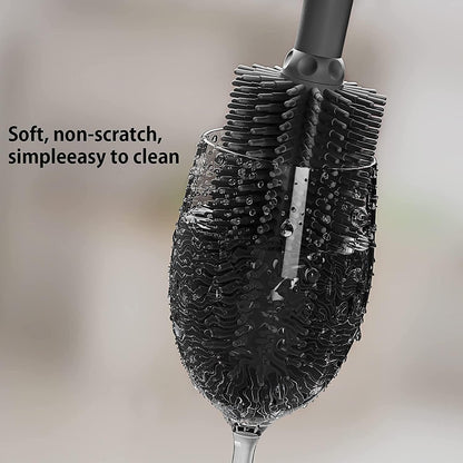 Long Silicone Bottle Cleaning Brush | 2 Pack| 16”+13”Water Bottle Brush Cleaner Brush for Hydro Flask,Glassware,Vacuum Sports Bottle&Vases,Silicone Water Bottle Cleaner Brush for Narrow Neck