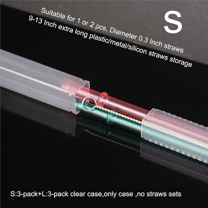 Dakoufish Plastic Straw Carrying Case,3Packs Reusable Collapsible Boxes for 9-13 Inch Straight Drinking Straws Storage Perfect for Travel, Gifts.