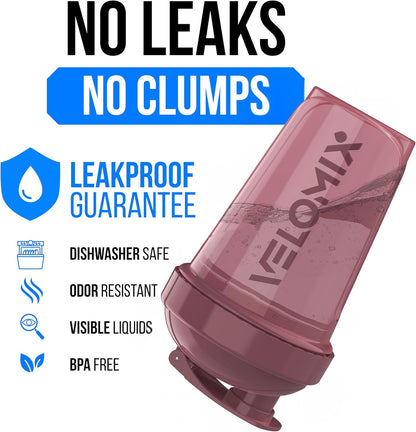 VELOMIX -2 Pack- 20 oz Protein Shaker Bottles for Protein Mixes - 2x Wire Whisk | Leak Proof Shaker Cups for Protein Shakes and Pre Workout | Protein Shaker Bottle Pack (Black/Transparent)