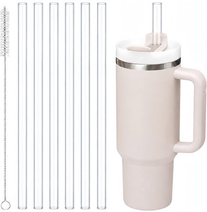 Joshey 12 Inch Tritan Replacement Straws for Stanley 40oz Tumbler - 6 Pack Reusable Long Straws with Cleaning Brush, Fits 30oz & 40oz Stanley Cup Accessories, BPA-Free (6 Colors)