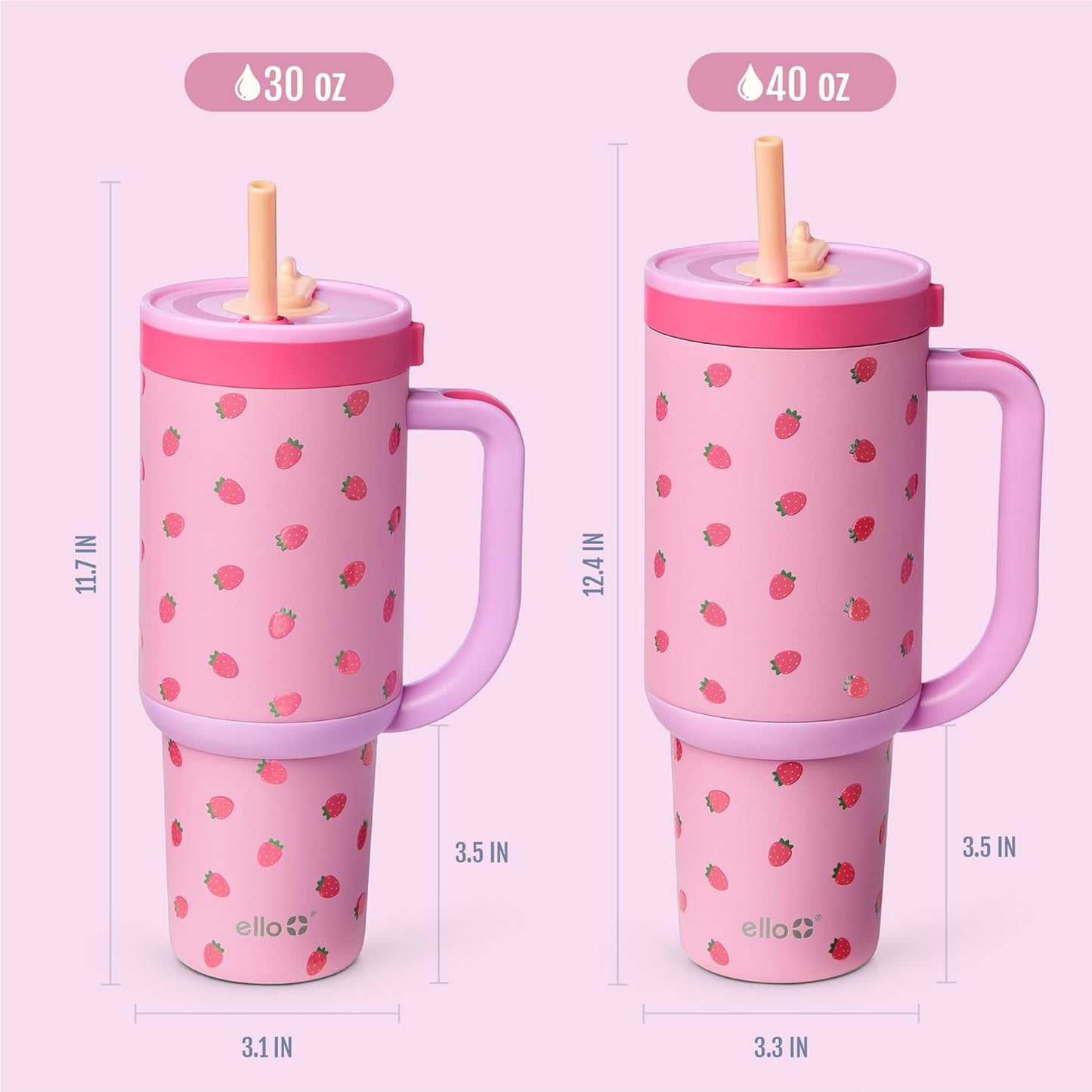 Ello Oasis 40 oz Tumbler with Handle & Retracting Straw | Reusable Insulated Stainless Steel Cup 100% Leakproof, Gifts for Teens Women Men | Keeps cold for 24 Hours, Cup Holder Friendly, Daisies