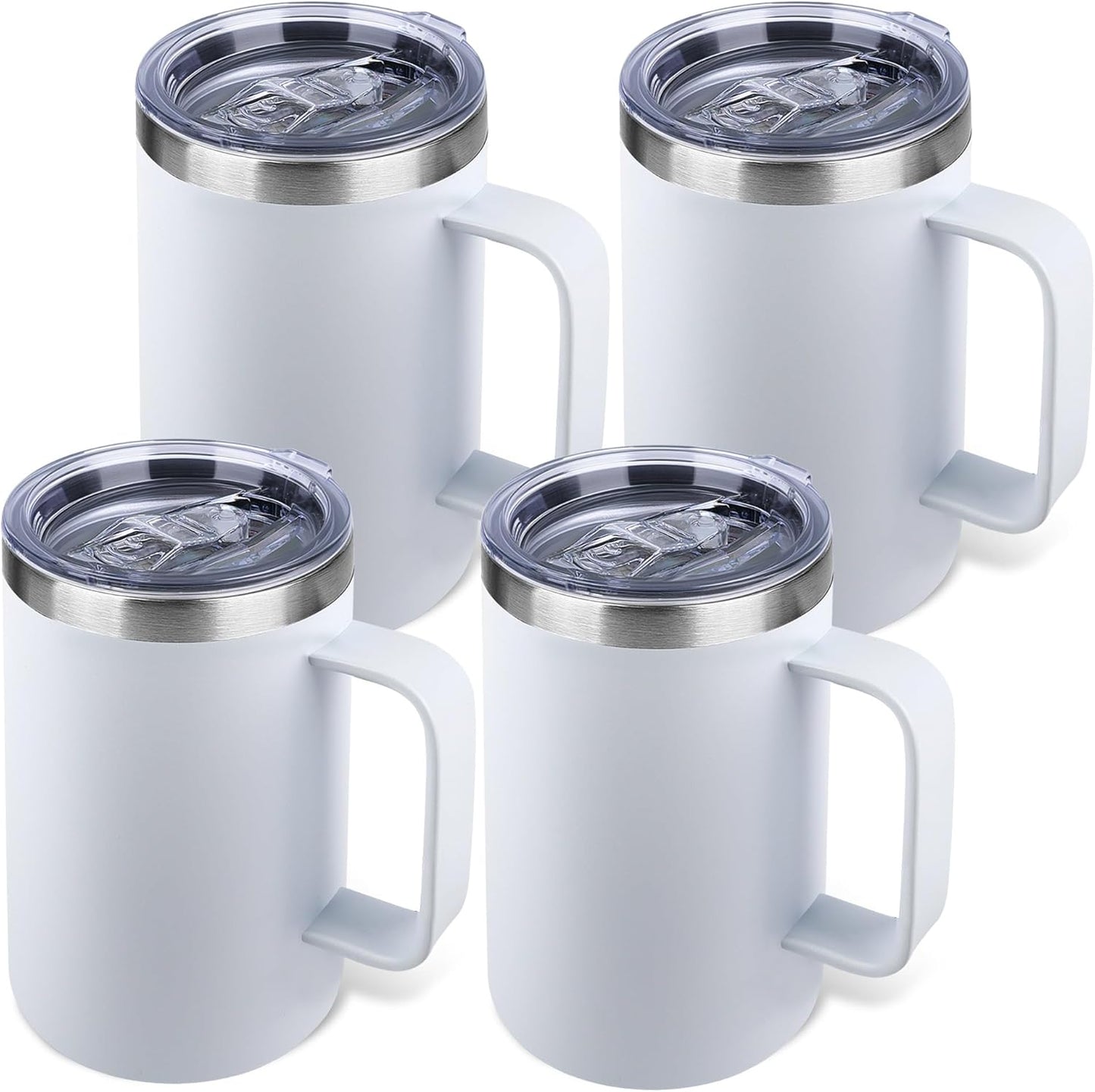 22oz Insulated Coffee Mug with Handle & Leak-Proof Lid - Double Wall Stainless Steel Travel Tumbler for Commute/Office/Home, Orange, 1 Pack
