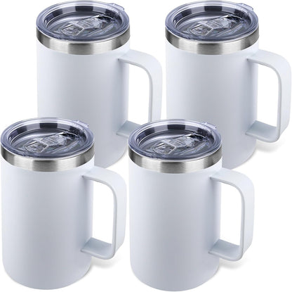 22oz Insulated Coffee Mug with Handle & Leak-Proof Lid - Double Wall Stainless Steel Travel Tumbler for Commute/Office/Home, Orange, 1 Pack