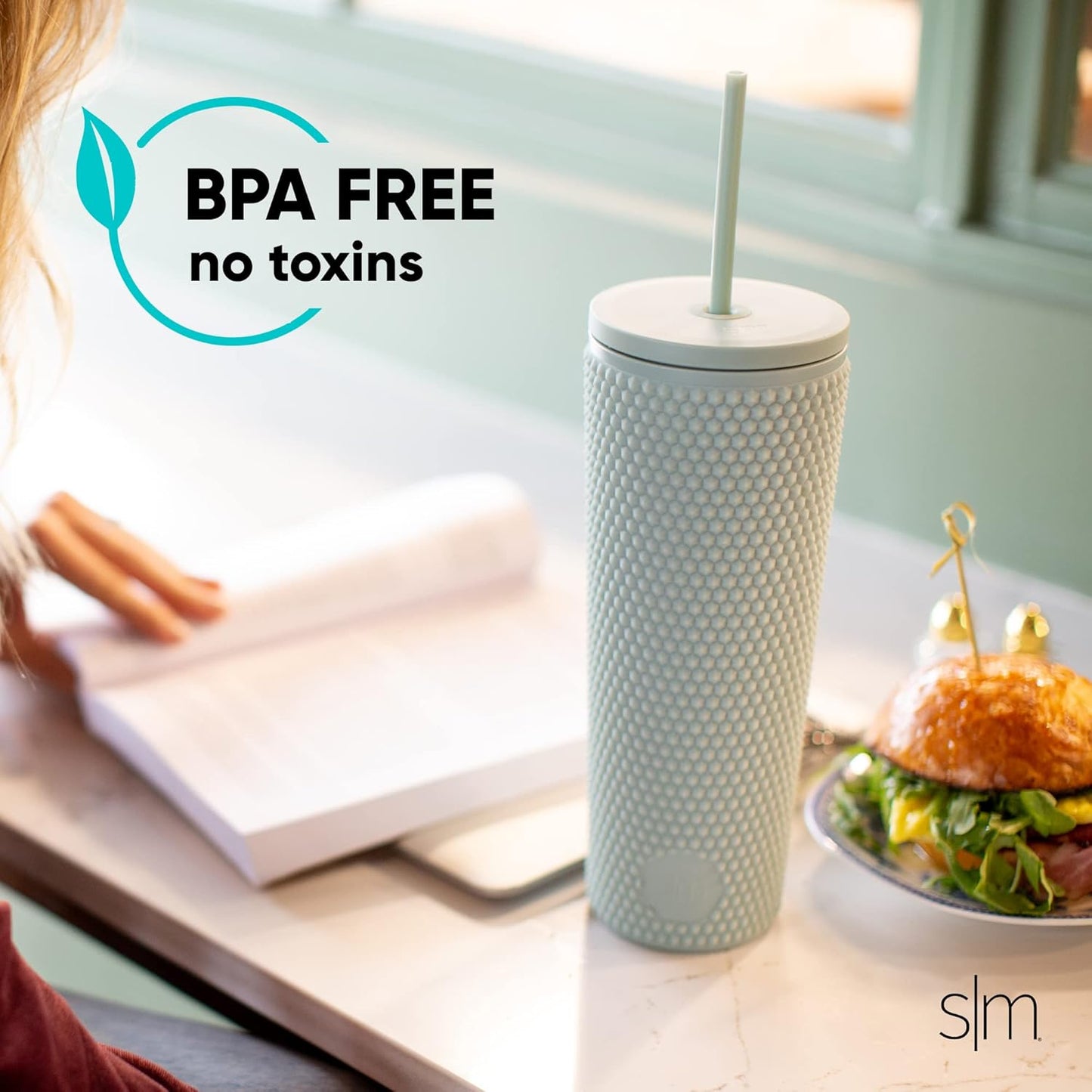 Simple Modern Plastic Matte Studded Tumbler with Lid and Straw | Reusable BPA Free Iced Coffee Cups Double Wall Smoothie Cup | Gifts for Women Men Him Her | Classic Collection | 24oz | Raspberry Vibes