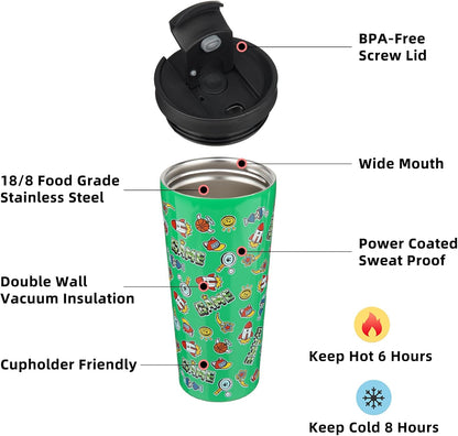BJPKPK 22oz Insulated Tumbler With lid And Straw Stainless Steel Tumblers Travel Coffee Mug Reusable Thermal Cup,Sky