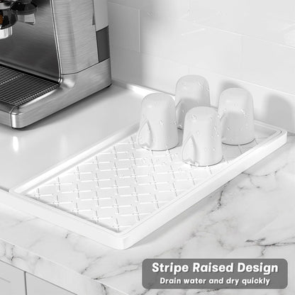 Rnivvi Silicone Coffee Mat, 16" x 24" Waterproof Raised Edge Coffee Bar Mats for Espresso Machine Station Accessories, Heat Resistant Detachable Dish Drying Pad for Kitchen Counter, Dish Rack, Green